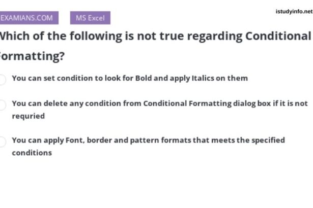 Which of the Following Is Not True Regarding Conditional Formatting