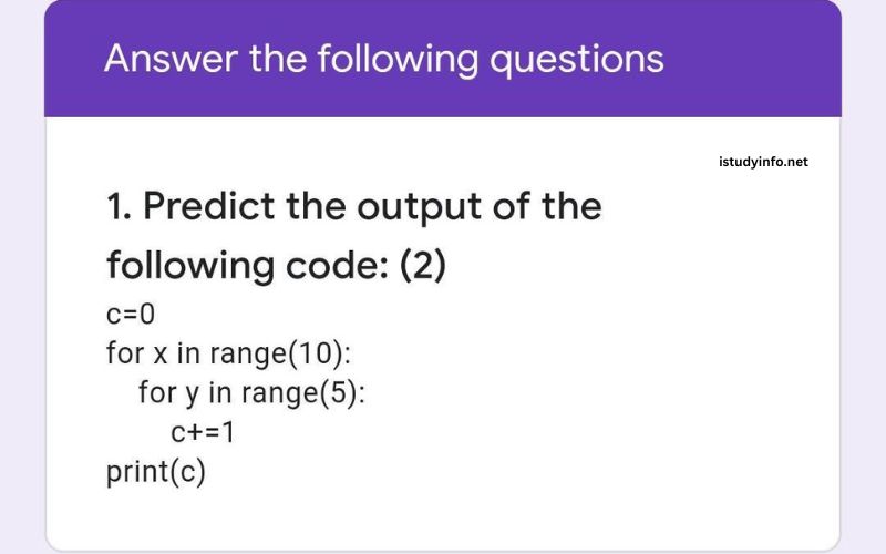 Predict the Output of the Following Code